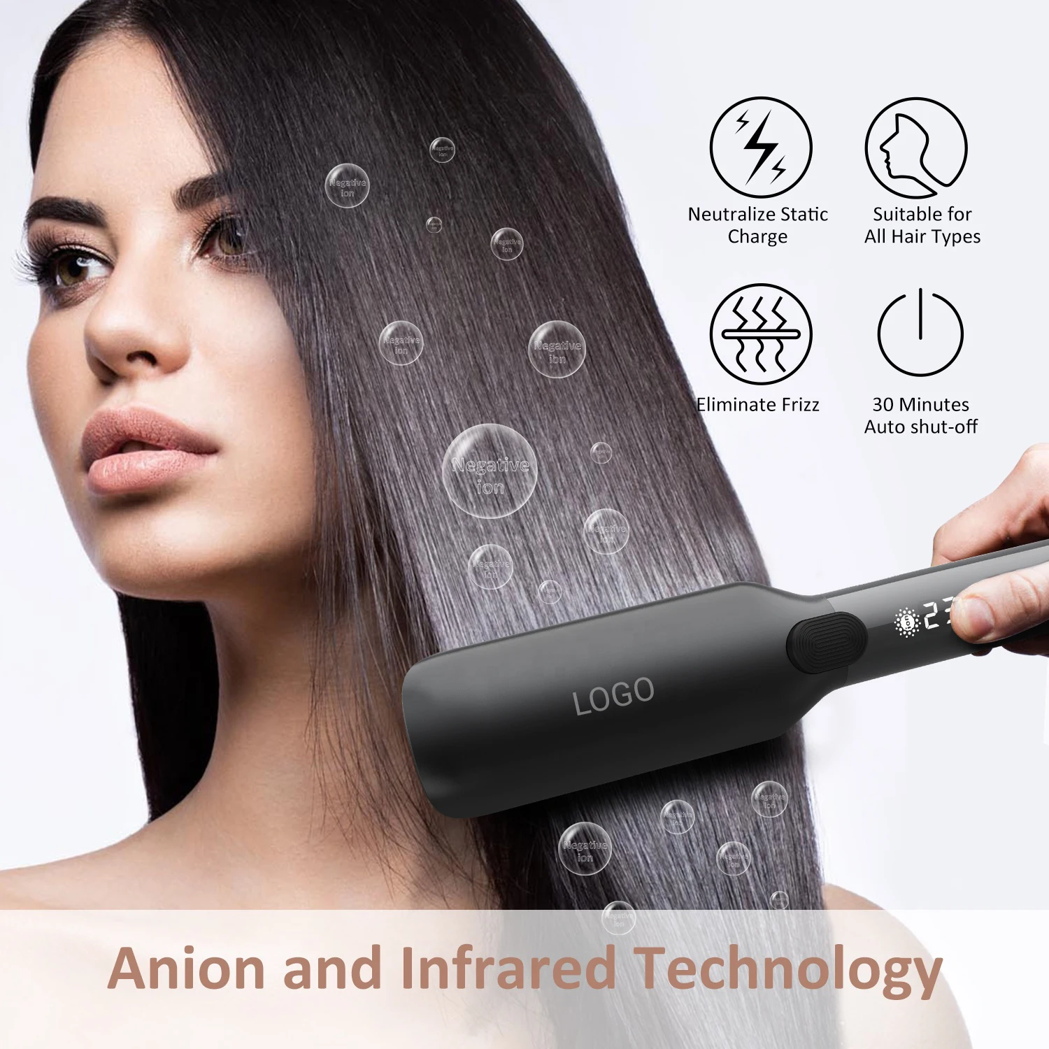 Electric 500F Hair Straightener Professional Titanium 2 in 1 Keratin Treatment Infrared Flat Iron Hair Straightener