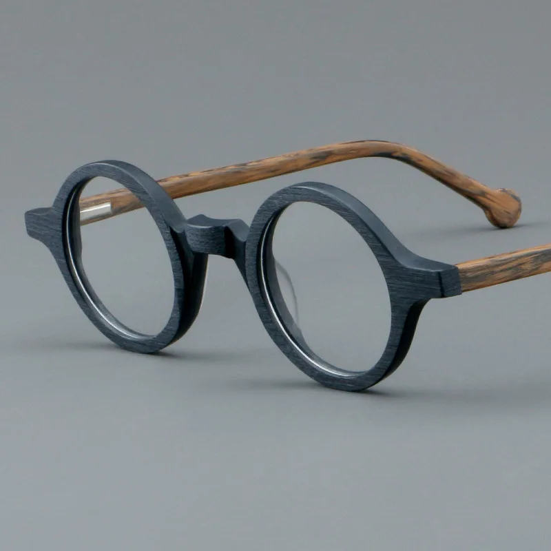 Vintage Wooden Round Acetate Eyeglasses 2026