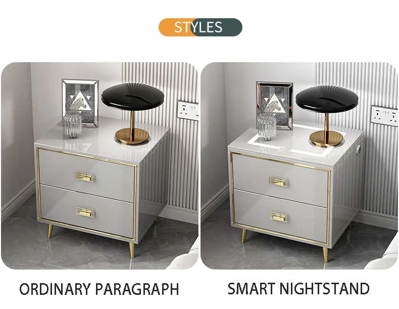 Modern Smart Small Bedside Table With Wireless Charger Bedroom Bedside
