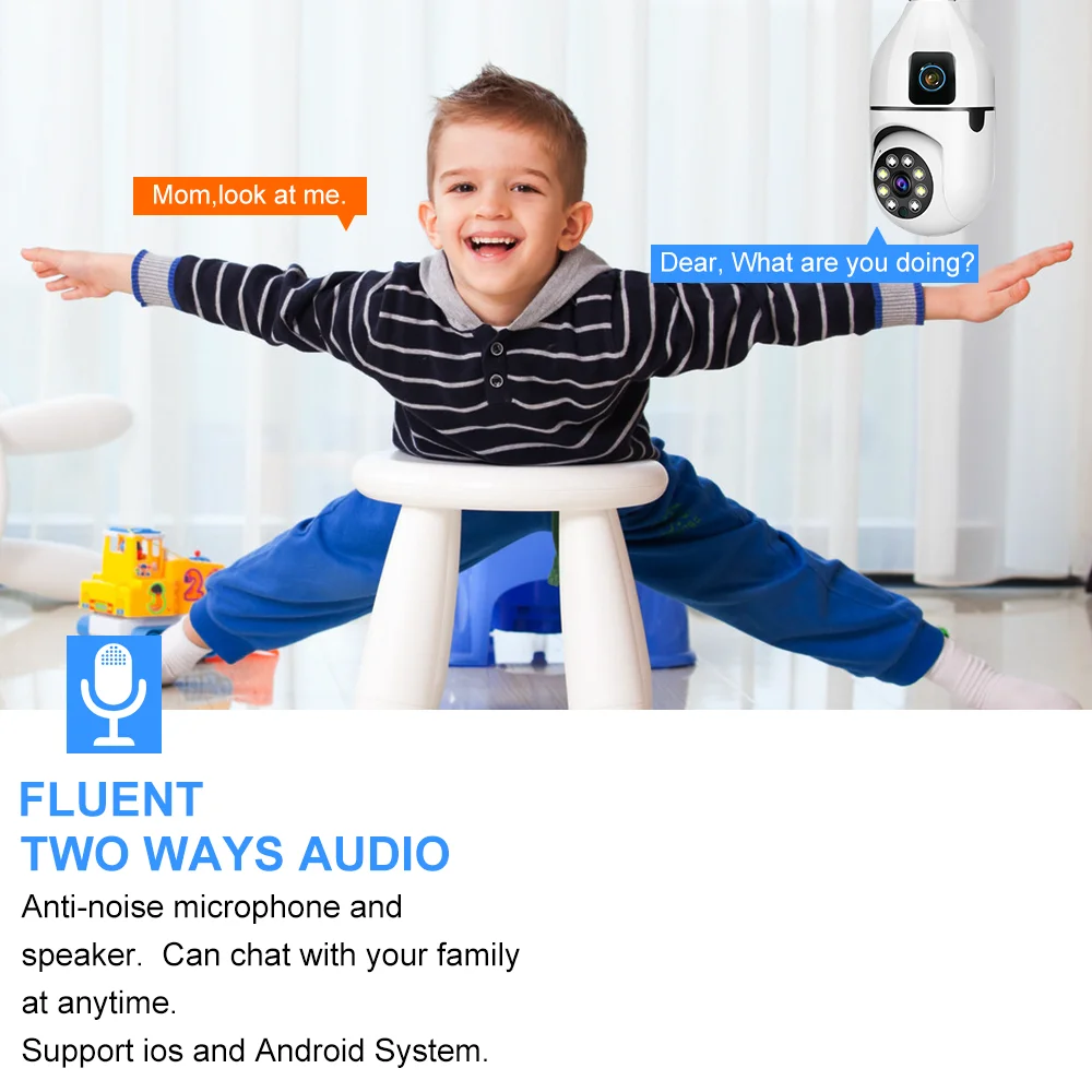 New Dual Wifi Camera Bulb Camera 2mp 4mp Mobile Tracking Full Color Night Vision 360 Light Bulb Camera