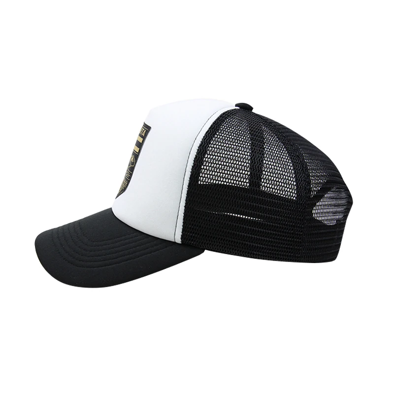 Wholesale Hip Hop Woven Embroidered 5 Panel Mesh Baseball Hat Custom