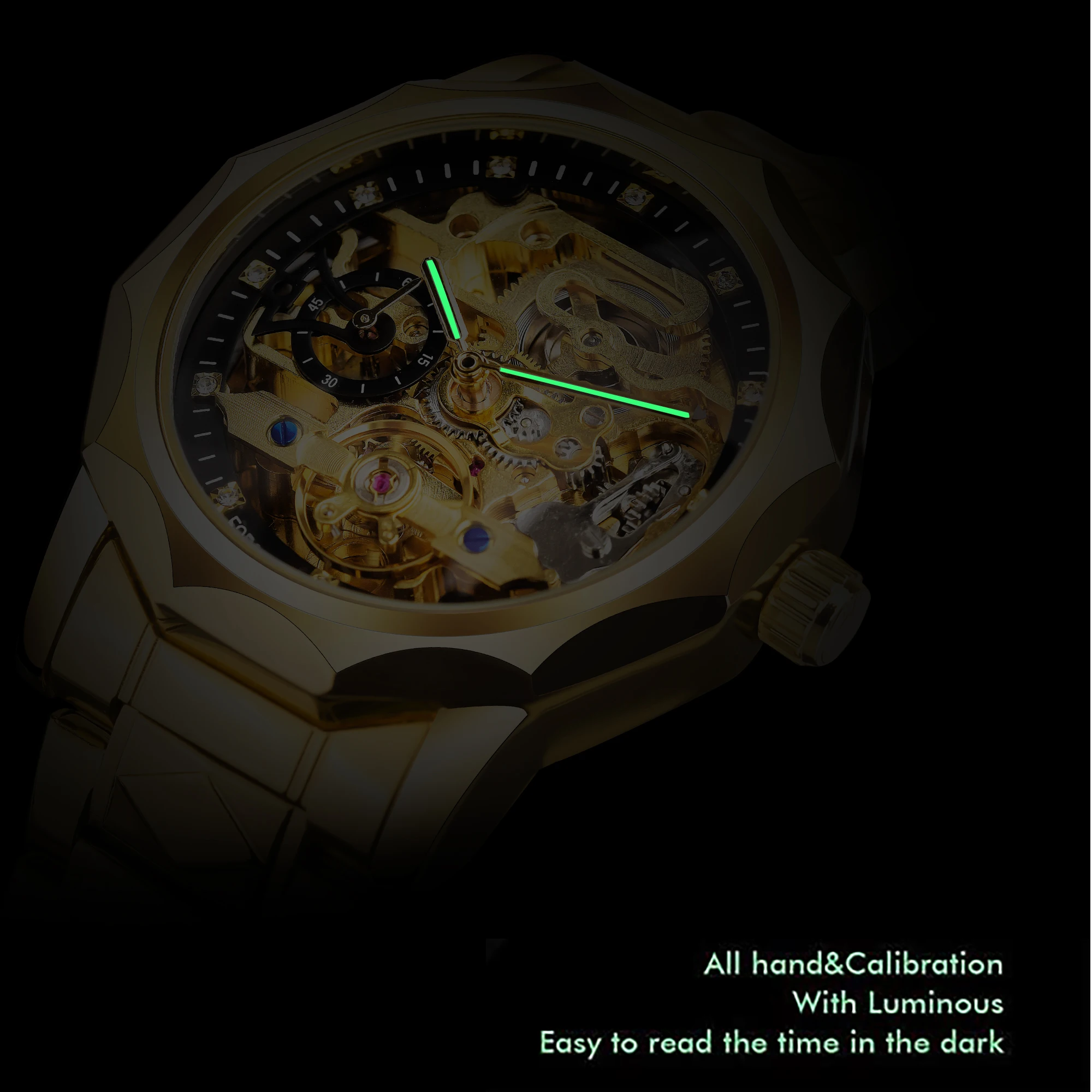 Forsining Skeleton Dial Mens Mechanical Watch - Luxury Tourbillon