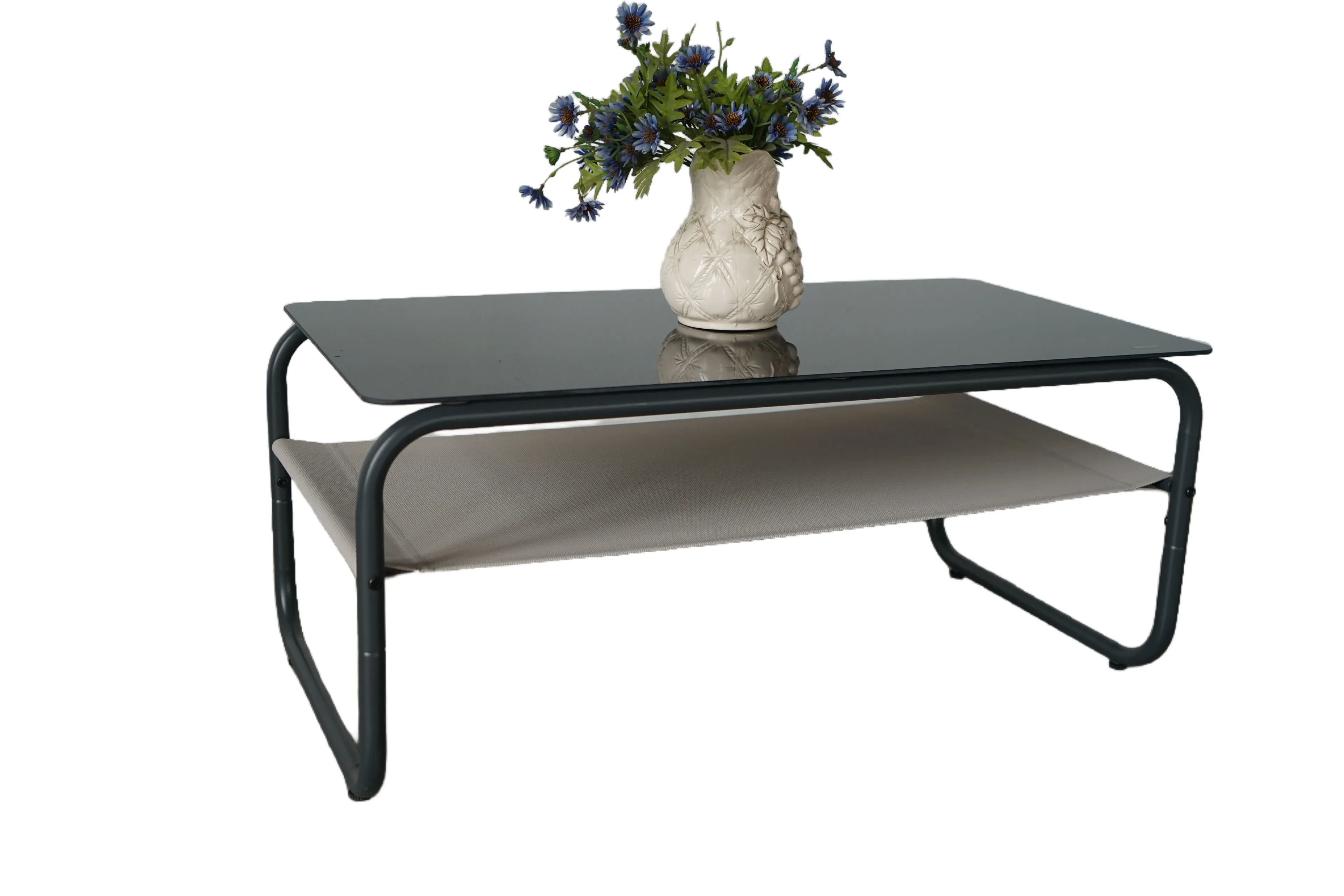 product modern aluminum outdoor sofa set with plush gray cushions and glass coffee table for patio relaxation-6