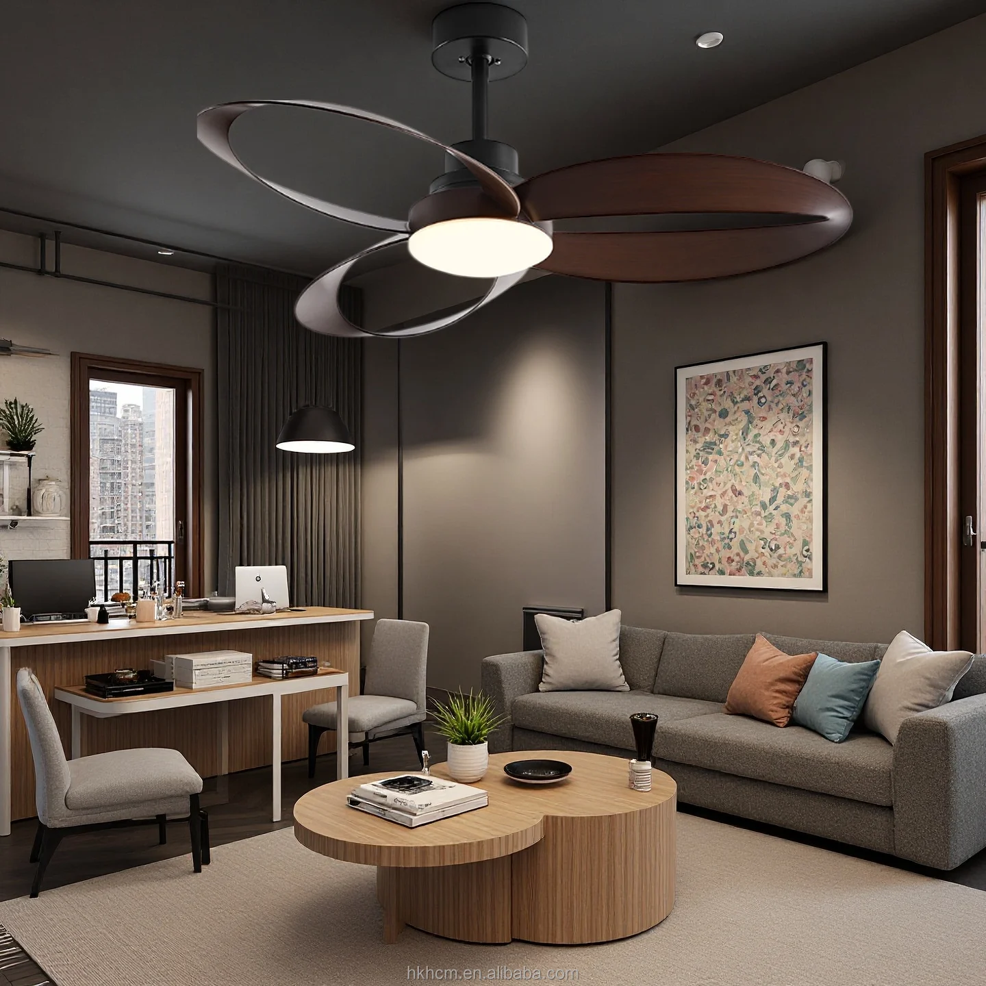 product modern nordic led fan chandelier with 5 blades full spectrum lighting  for home dining room  remote control switch-9