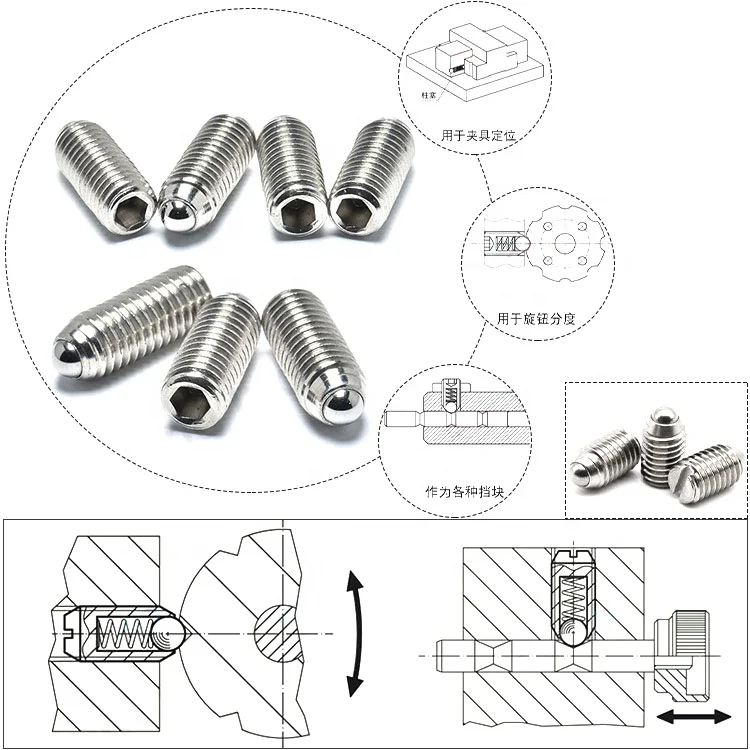 M12x25mm Hex Socket Ball Spring Plungers Set - 10pcs Carbon Steel For Mechanical Positioning