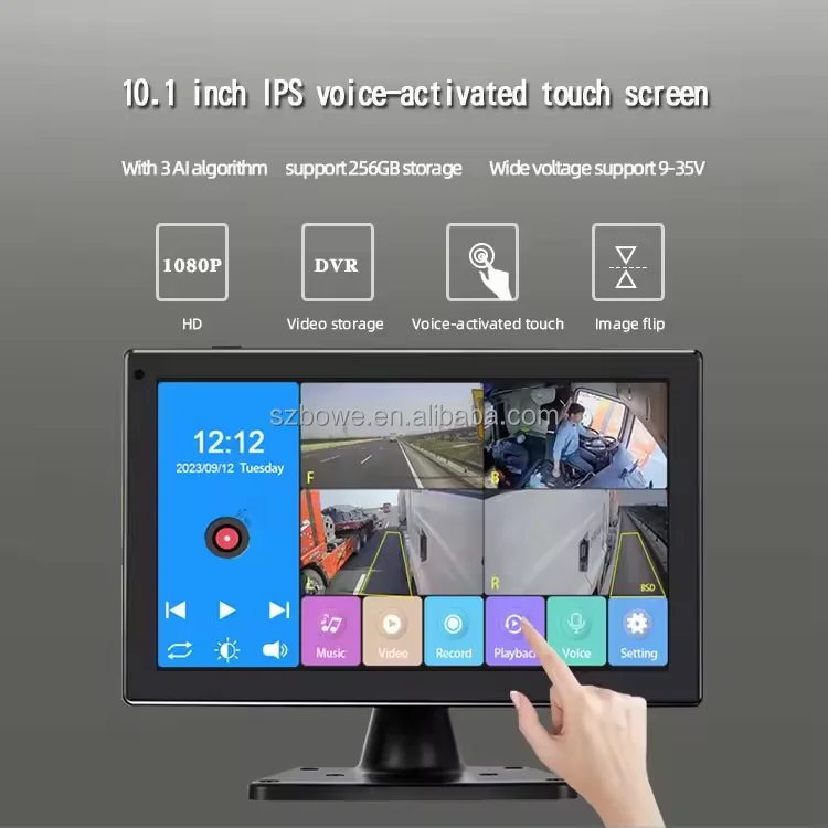 10.1'' Touch Backup Camera System for Trucks Buses BSD Split Screen Night Vision Waterproof Reverse Camera 1 Year Warranty IP69K