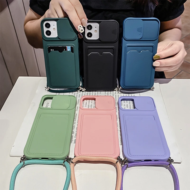 Necklace wallet Card Slot Soft cell Phone Case For iPhone 14 PRO max