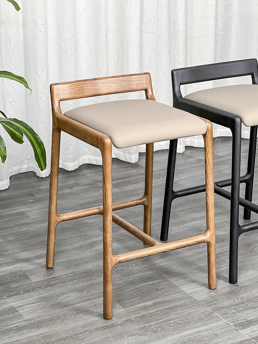 Sillas De Bar Твердые ножки из ясеня кожаный барный стул стойка для кафе отеля кухни ресторана высокий стулья