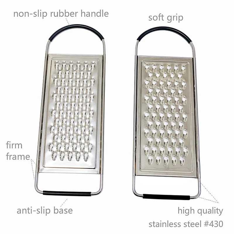 1pc Stainless Steel Cheese Grater With Non-slip Handle, Sliver