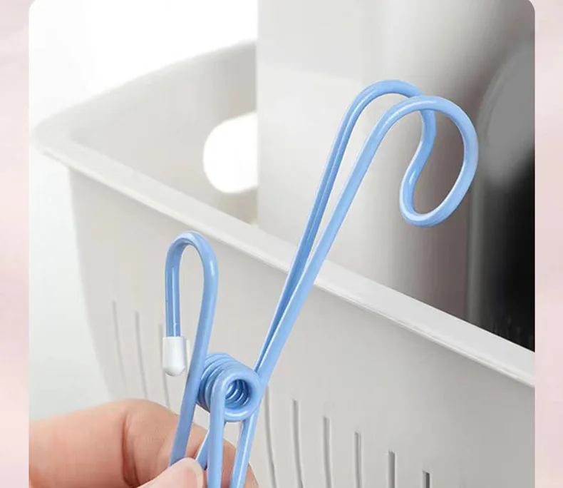 Long tail bent hook clip color multi-functional windproof clothespin hanging storage and drying long tail clip hook details