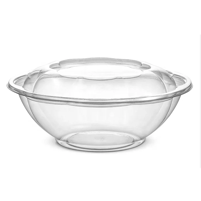 64oz Crystal Clear Disposable Salad Bowls with Lids Lunch To Go Containers  50pcs