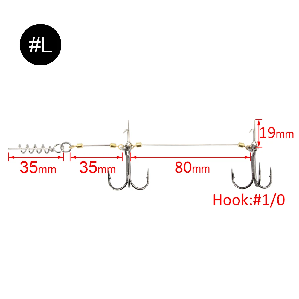 Spinpole Stinger Fishing Rig Hook for Big Shad Center Pin Screw