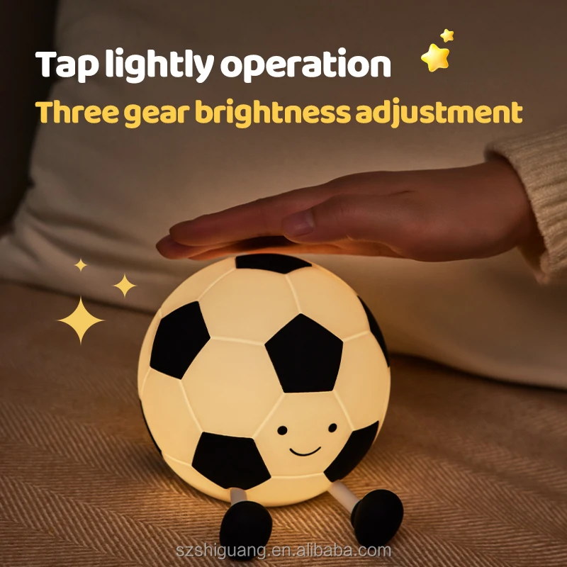 Custom Logo Football LED Nightlight Mini Rechargeable Bed Lamp Fancy Design Cute Soccer Night Lights for Kids Room New Product