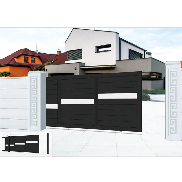 Nigeria Style Simple Automatic Sliding Modern Aluminum Alloy Main Gate Design for Hotel