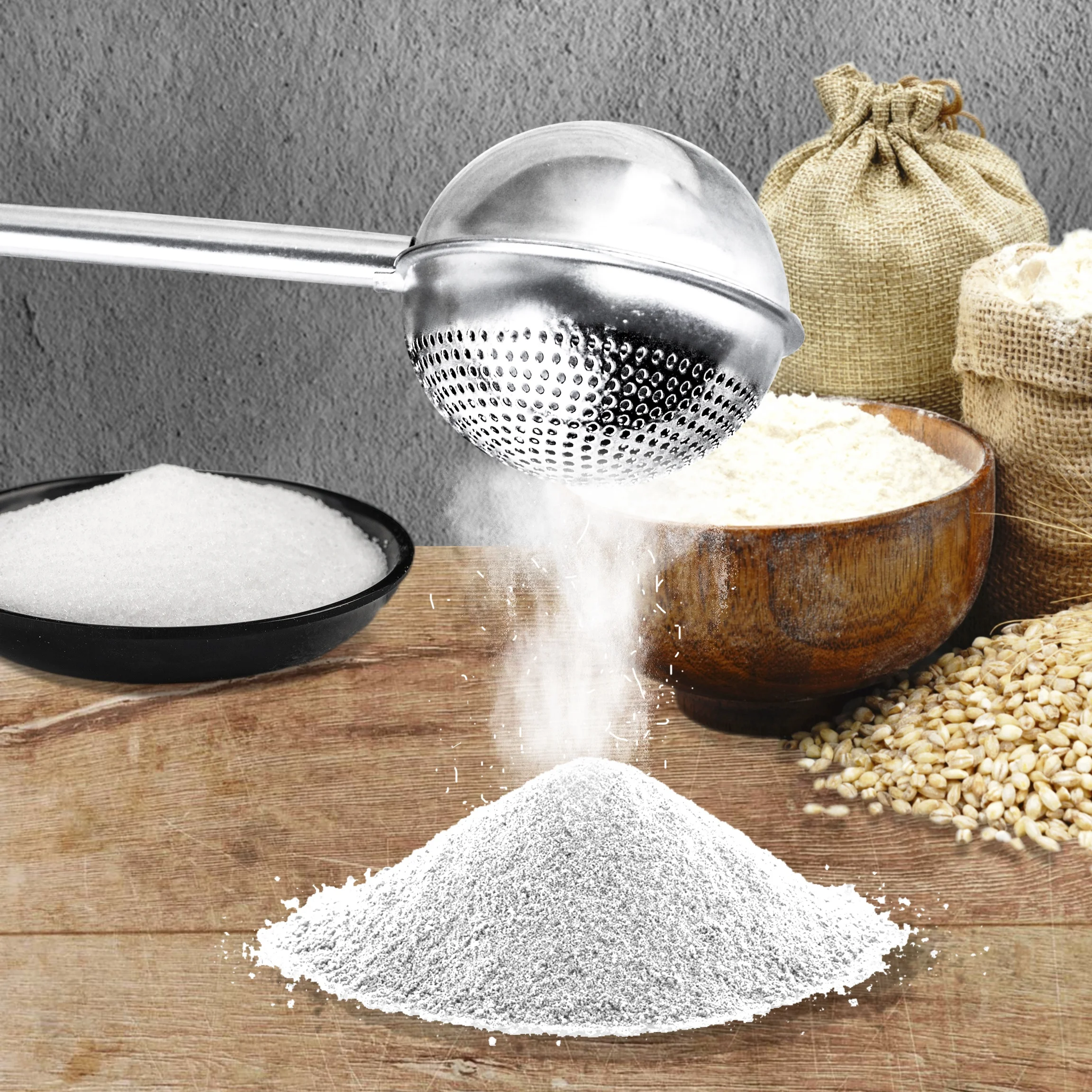 Hot Sell 304 Stainless Steel Bakeware Fowder Filter Sugar Cocoa Flouring Tools