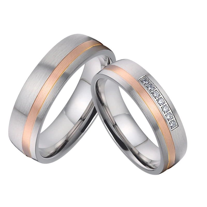 Timesuper 3 pcs/set Lovers Ring Extremely Fine Plain Titanium Steel Ring Gold 3#