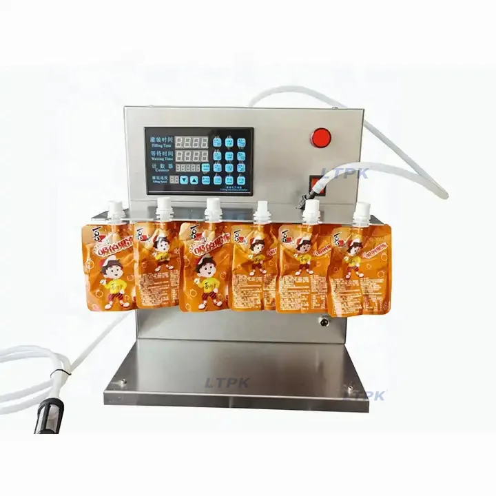Semi Automatic Coffee Milk Essential Oil Detergent Liquid Water Premade Bag Doypack Spout Pouch Filling Dosing Machine Filler