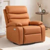 Sillón reclinable eléctrico, mecedor y giratorio, color naranja vibrante, con puerto USB.
