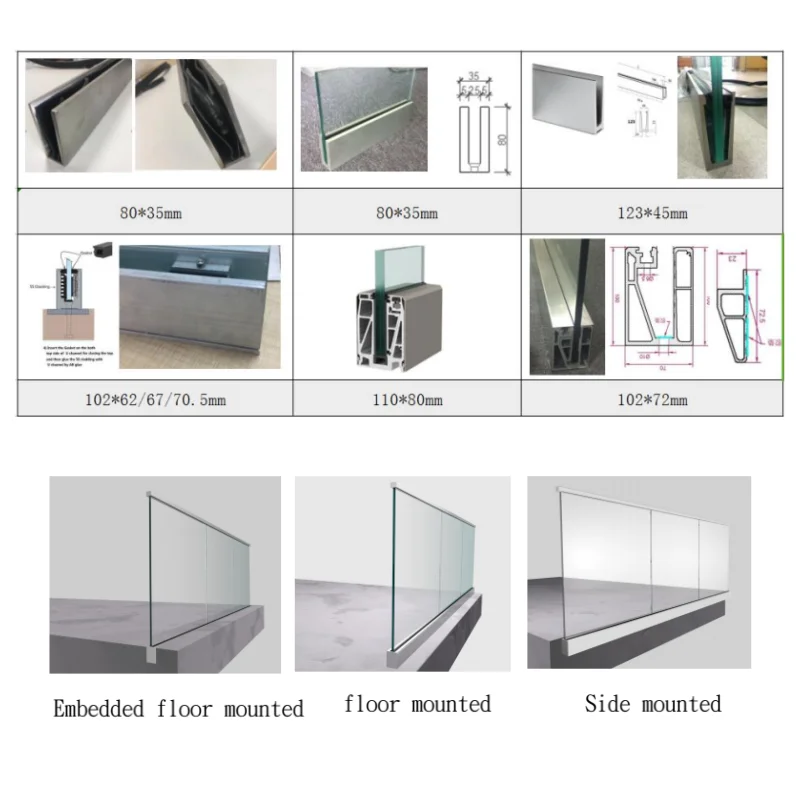 Fashion Design Aluminium U Channel Frameless Glass Railings with LED Light for Balcony Balustrade manufacture