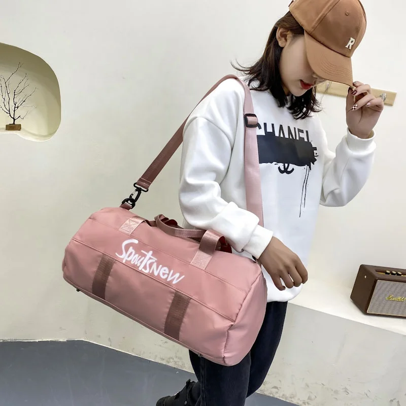 Bolsa de lona con compartimiento para zapatos para mujer, bolso