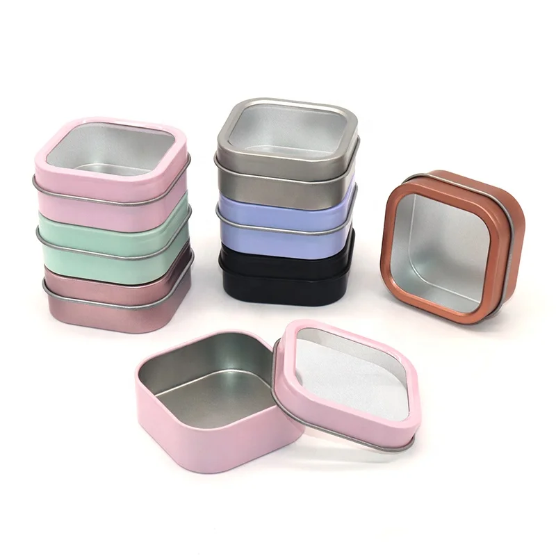 Square Badge Usb Earphone Electronics Packaging Tin Case Metal Tin Box With Sponge Foam Insert