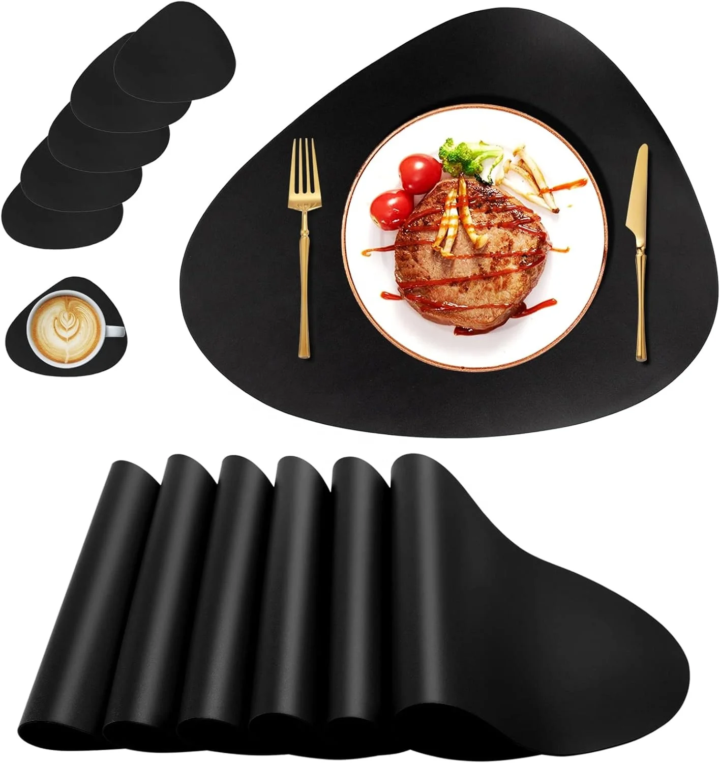 Wholesale Custom Irregular Shape Soft Luxury Washable Restaurant Dining Table Mats Pu Leather