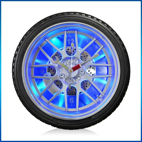 14Inch Battery Operated LED Tire Rim Gear Wall Clock