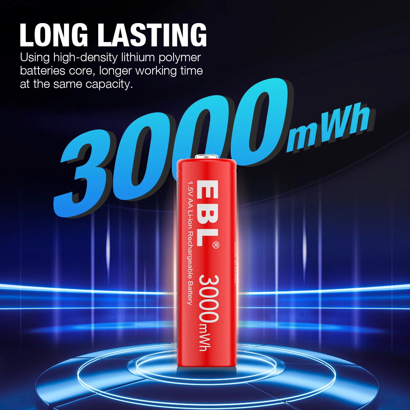 Batteria ricaricabile al litio AA 1.5V 3000mWh 1.5V AA batterie  ricaricabili agli ioni di