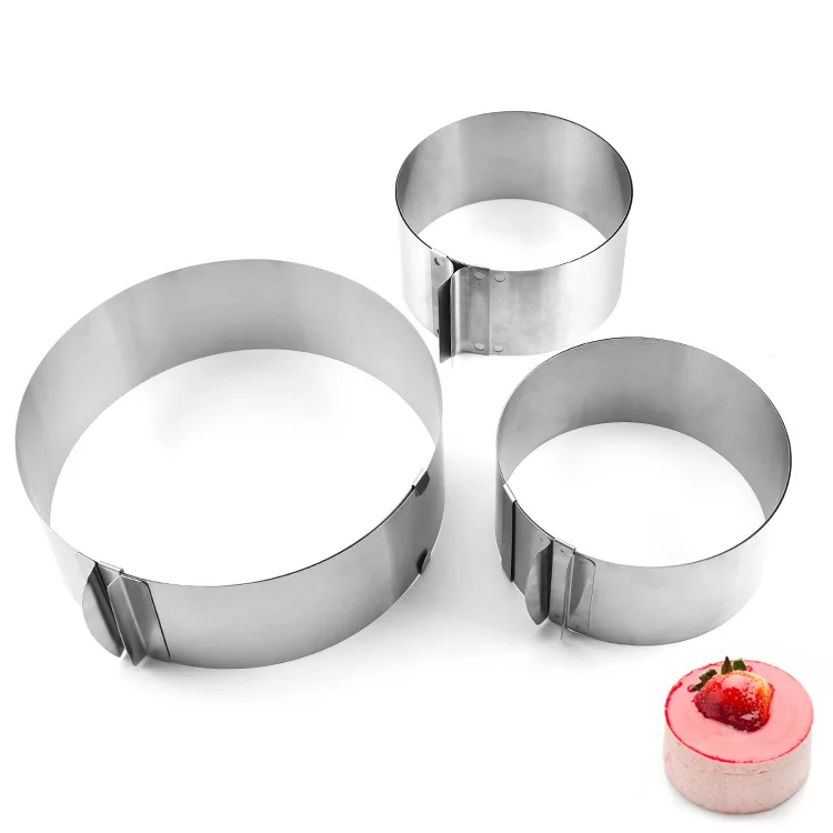 Cake Ring Mold Adjustable 6-12inch Cake Mold Tiramisu Mousse Stainless Steel 2 IN 1 Baking Mold Ring Kitchen Pastry Tools