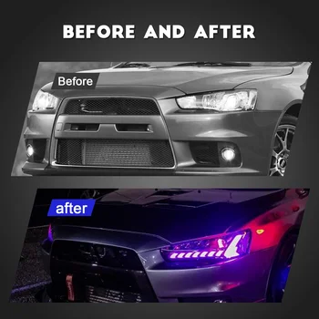 HCMOTON RGB Dazzle LED Headlghts For Mtsubsh Lancer ex evo 2008-2017 Clear | eBay Australa