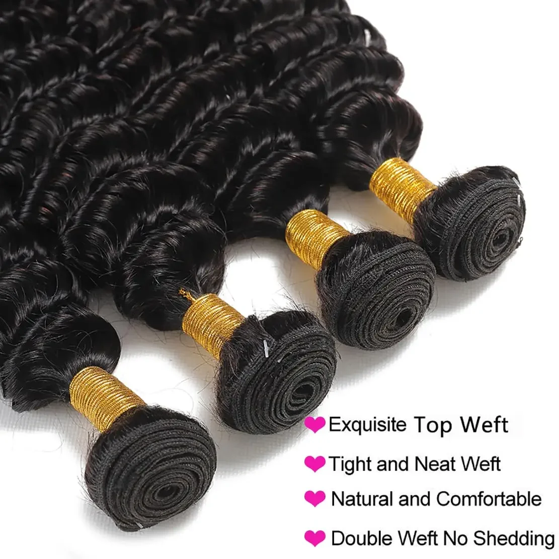 10A Water Wave Menselijk Haar Braziliaanse Maagdelijke Natte Wavy Bundels Krullende Extensions Natuurlijk Zwart_voghion.com
