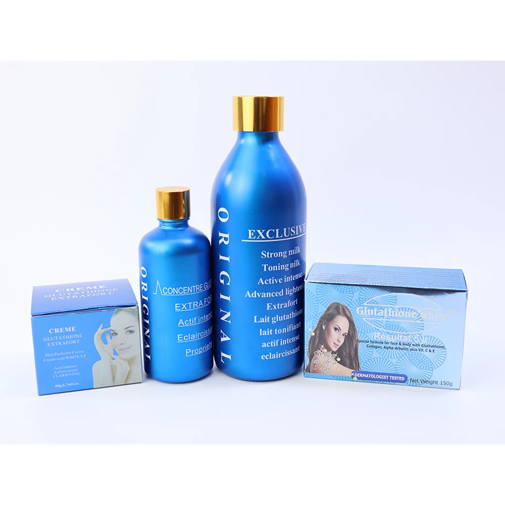 Factory Wholesale Blue Kit De Soins De La Peau Lait Gluta Original Fort  Face Anti Aging Whitening Body Skin Care Set