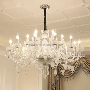 Large Modern Crystal LED Chandelier with E14 Bulb Base for Hotel Restaurant Wedding Banquet Indoor Ceiling Decoration