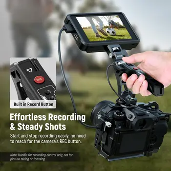 NEEWER PG005E 3/8" ARRI Locating Hole Cold Shoes 1/4" Threads NATO Top Handle With Record Button for A7 ZV1 S5 II X-T5 detail image