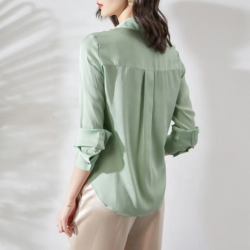 Фабричная дизайнерская рубашка из 100% шелка тутового шелкопряда на пуговицах, женская рубашка из шелка