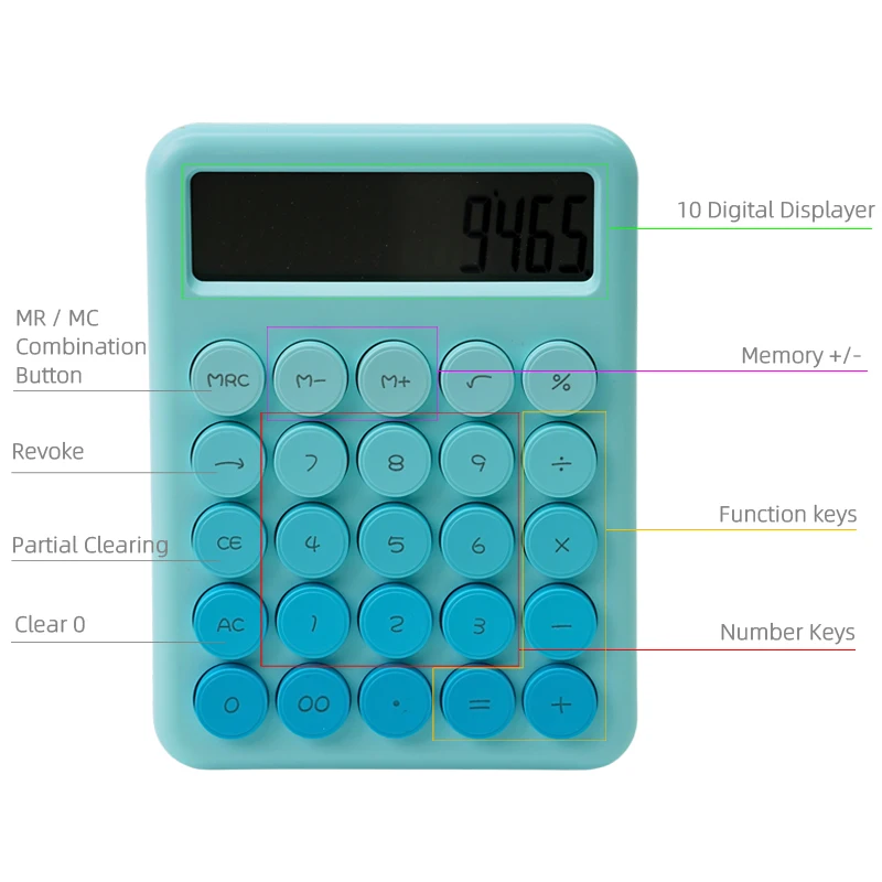 Kids Colorful Calculate Electronic Desktop Cute New Colorful Calculator Office Gift LCD Calculator with Fashion Mechanical Key