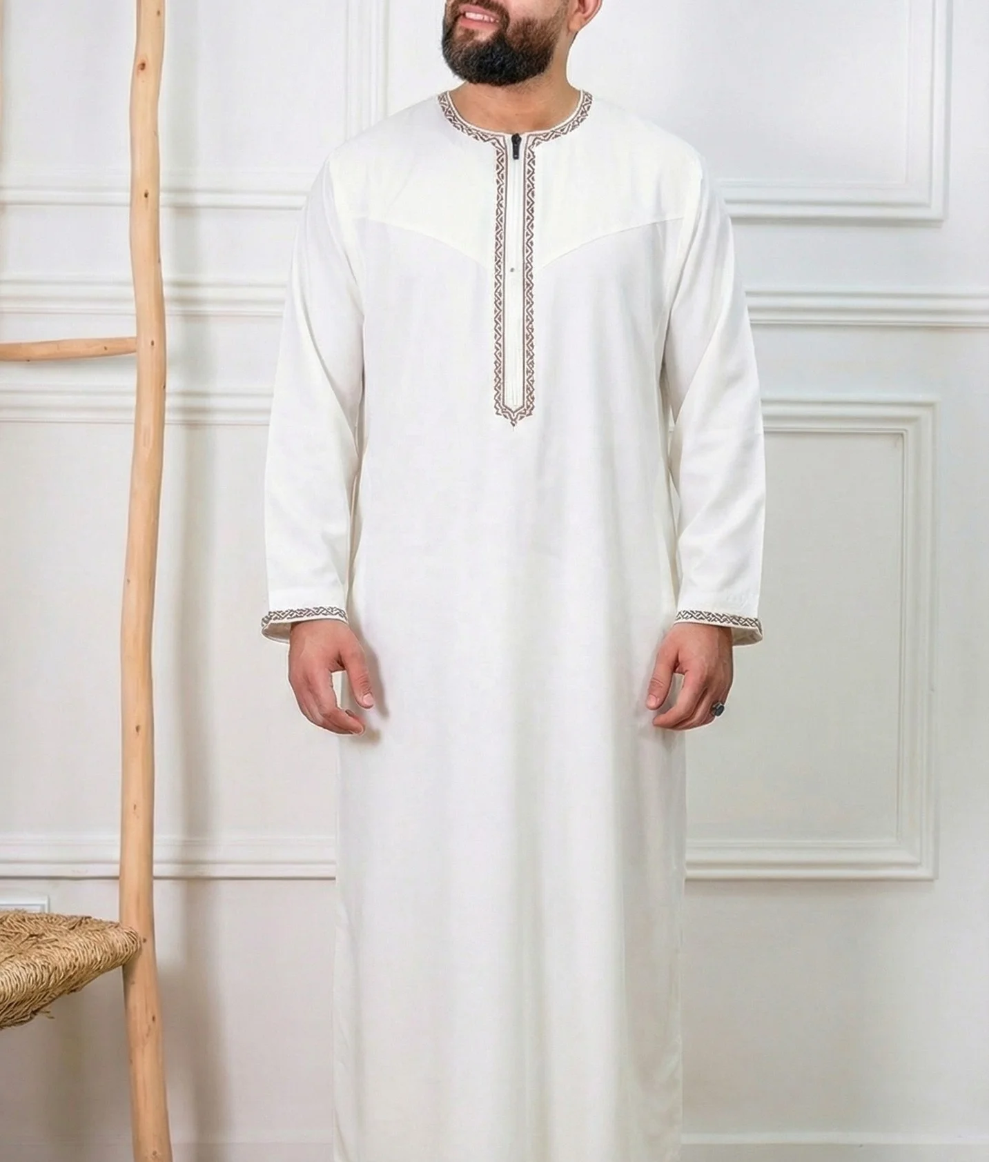 arab long dress male Middle East Arab Men Clothing White Thobe Robe Urgarment