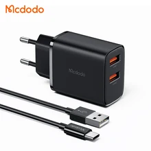 Mcdodo 507 Eu Charger Kit Dual Ports with 1M USB C Cable 3A TPE Fast 2.4A Dual USB Charger with Cable USB-C For mobile phone