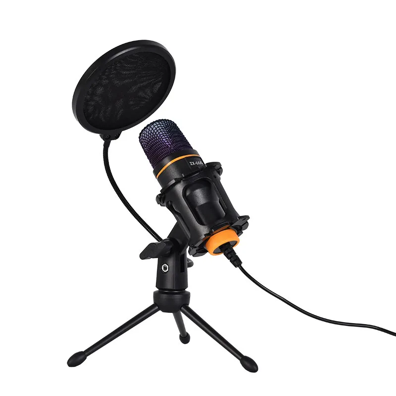 ZX666 Professional USB RGB Condenser Desktop Microphone For PC Phone