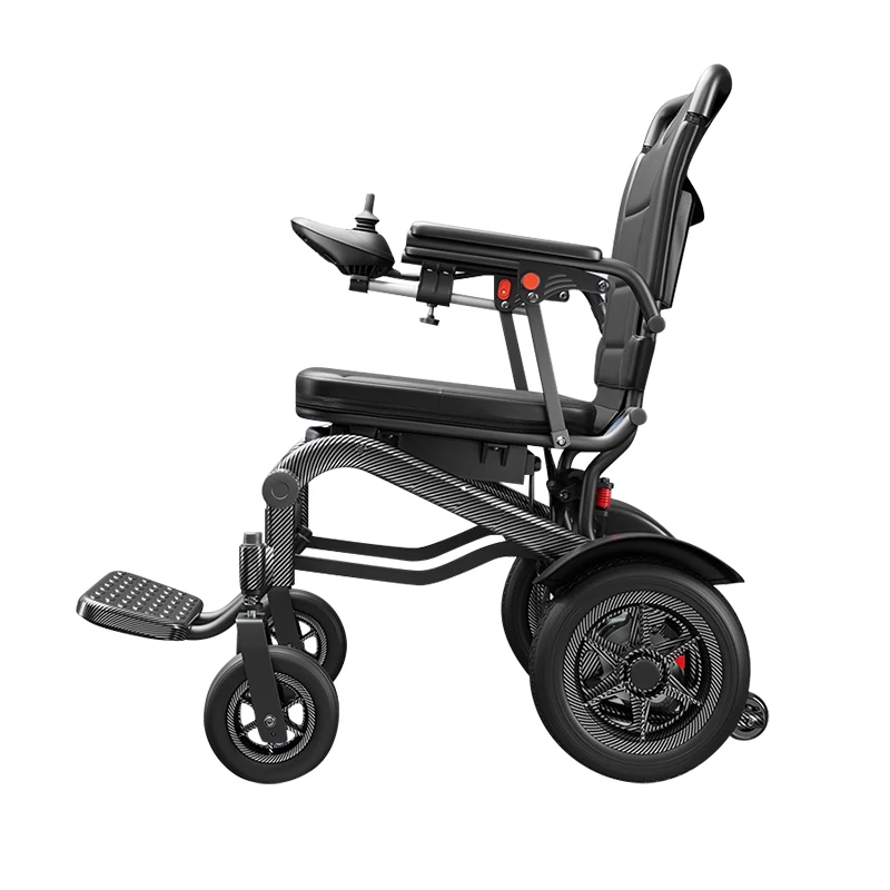 15.3kg Light weight folding electric wheelchair portable aluminum powerchairs dual controller wheelchair factory