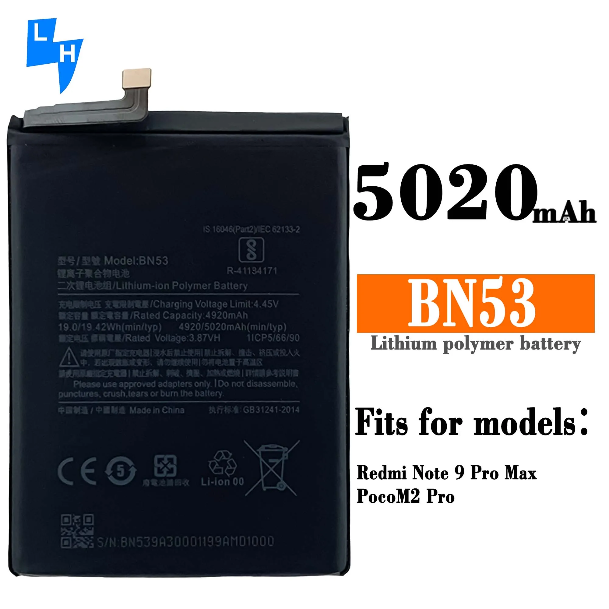 Batterie Remplacement 5020mAh BN52 Pour Xiaomi Redmi Note 9 Pro/10X - Compatible M2003J6B1I M2003J6B2G