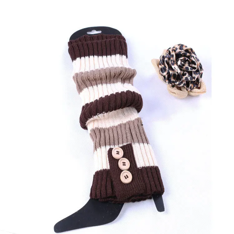 Шерстяное теплое покрытие для ног, 3 кнопки, носки, ботинки, стек, носки, Вязаные гольфы для женщин, зимний геометрический мешок, собственный завод