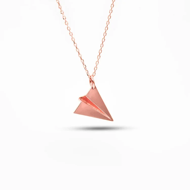 Rose gold paper airplane necklace - rose gold airplane necklace