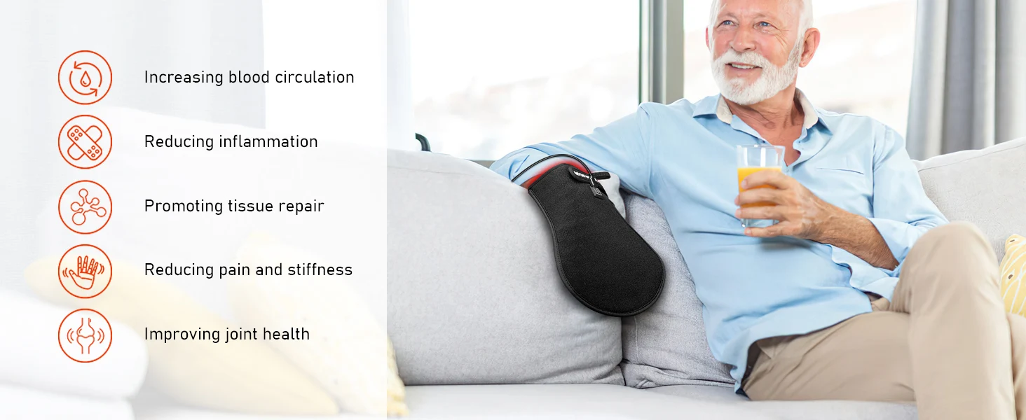 Viconor 3-in-1 Chip Design Relief Hand Joint Pain Red Therapy Hand Gloves for Home Office-One Pair