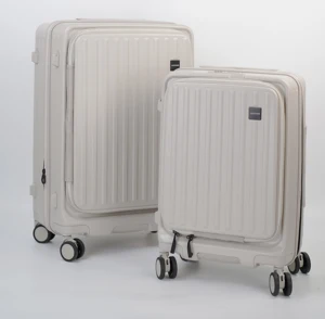 New Style Front-opening 3-piece Luggage Set with Zipper Large Capacity Trolley Suitcase for Travel Expandable Hardshell Suitcase