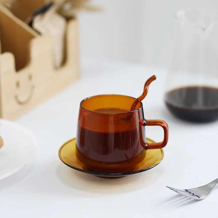 ODM/OEM 350ml Espresso Borosilicate Amber Clear Glass Coffee Mug Cup with  Minimalist Handle Design Custom Blown Heat Resistant| Alibaba.com
