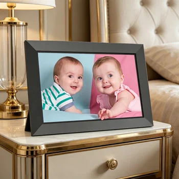 FRAMEO Digital Photo Frame 10.1 Inch Plastic Frame WiFi 32GB IPS HD Touch Screen 1280x800 Auto-Rotation Micro SD Support Instant detail image