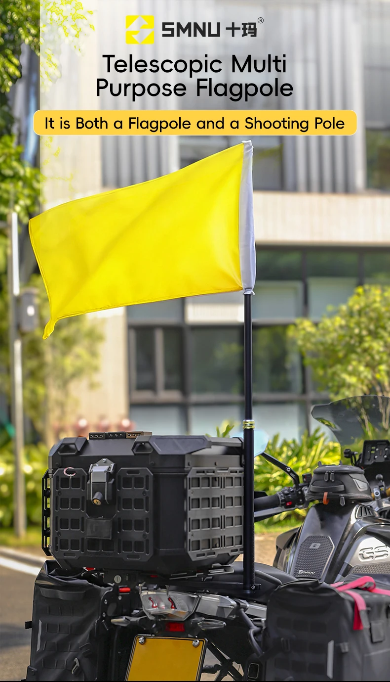 product smnu high quality flexible sports camera stand  motorcycle flagpole holder with double adjustable flags strong stability-2