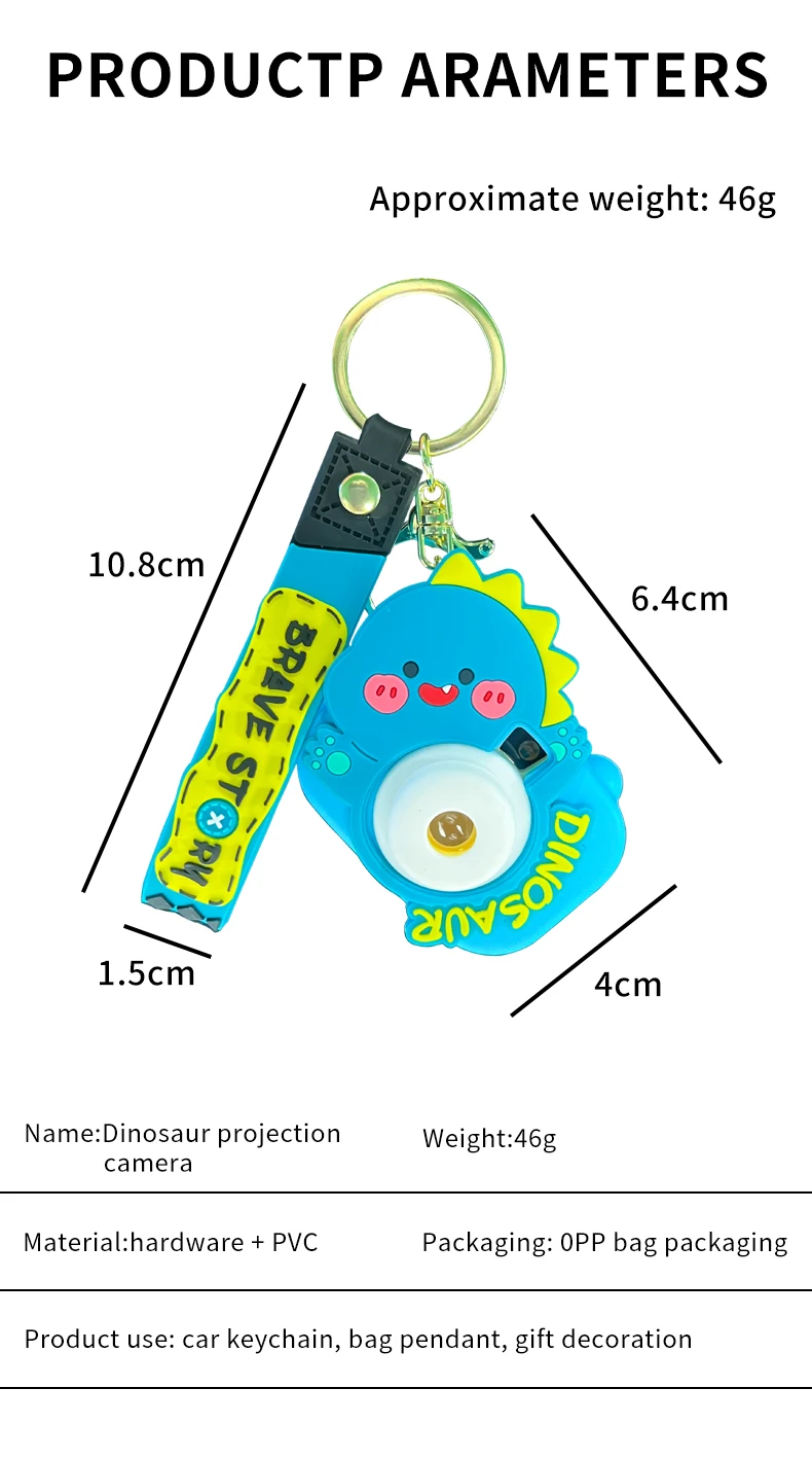 product cartoon dinosaur keychain cute pvc camera design eight switchable patterns optional four colors rubber car keychain decoration575-61