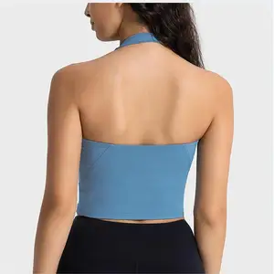 New Hanging Neck Beautiful Back Yoga Vest Sexy V-neck with Padded Yoga Clothing Casual Nude Skin-friendly Fitness Bra